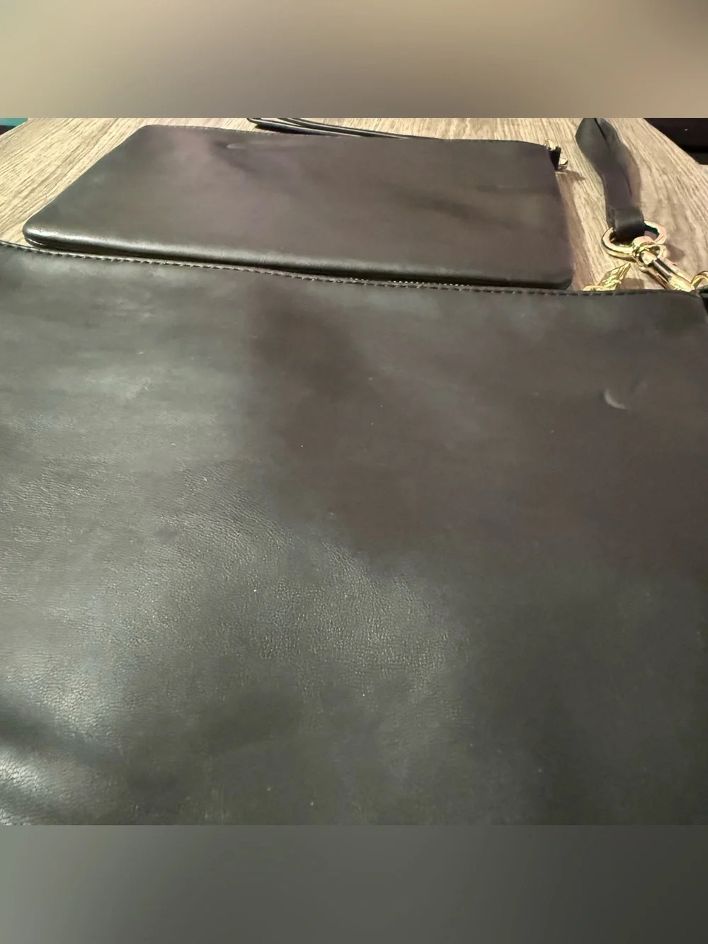 2 Peace Love World Black Embossed Leather Clutch Wristlets